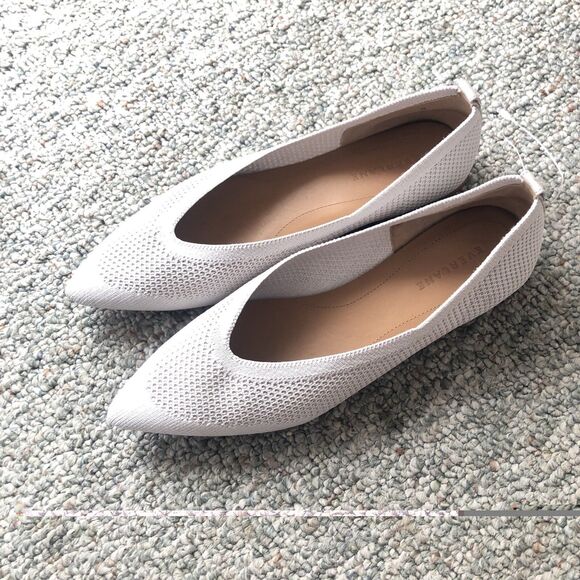 Everlane Day Glove ReKnit Flats Women’s Size 8 Light Gray Knit Pointed Toe Shoes - Picture 3 of 12